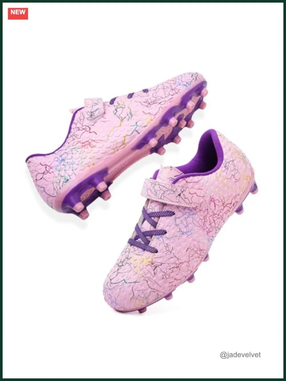 Youth Soccer Cleats Boys Girls Football Shoes AG with Hook & Loop Closure
